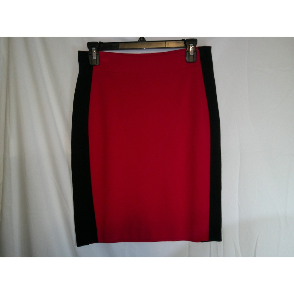 Lynn Ritchie Silver Pencil Skirt -‎ Red Black Colorblock - XS $135 NWT